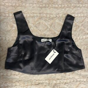 NONchalant Black Fitted Bustier Crop Tank